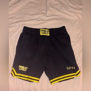 Jake Paul PRBLM CHILD Boohoo Black and Yellow Shorts